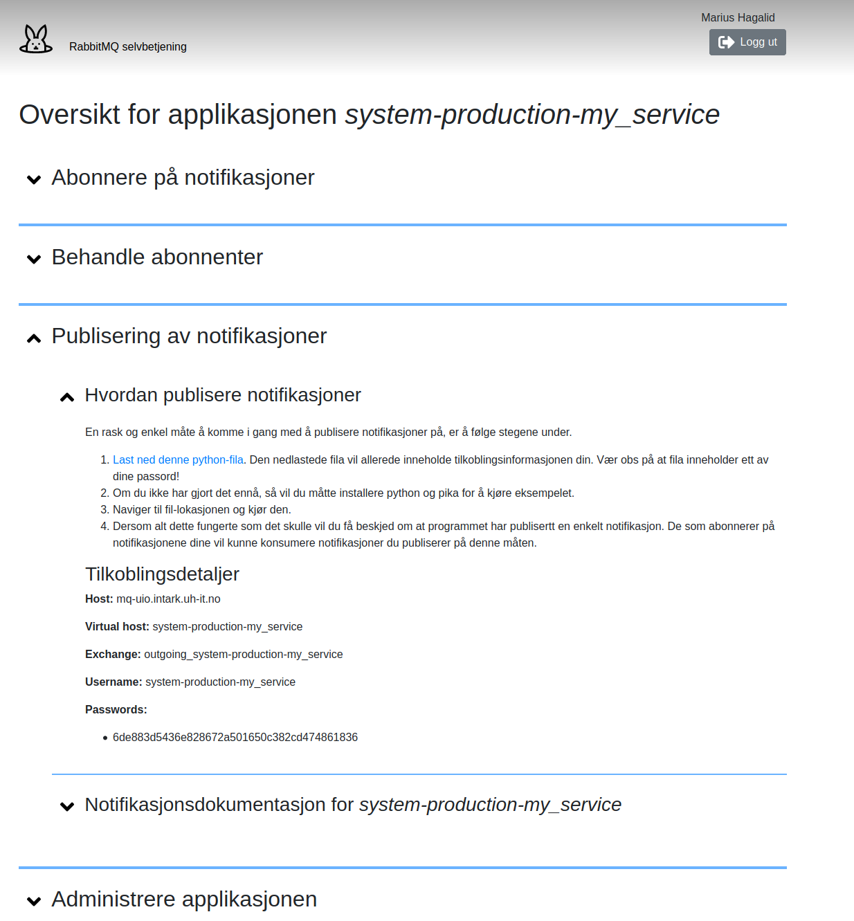 Skjermskudd fra &quot;hvordan publisere notifikasjoner&quot; i selvbetjeningsportalen