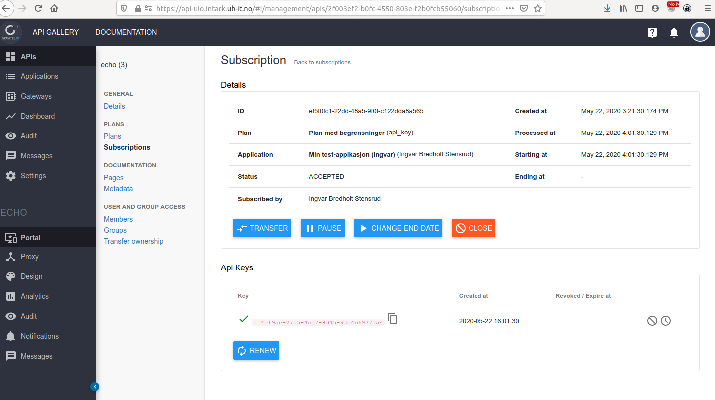 Subscriptions til et API