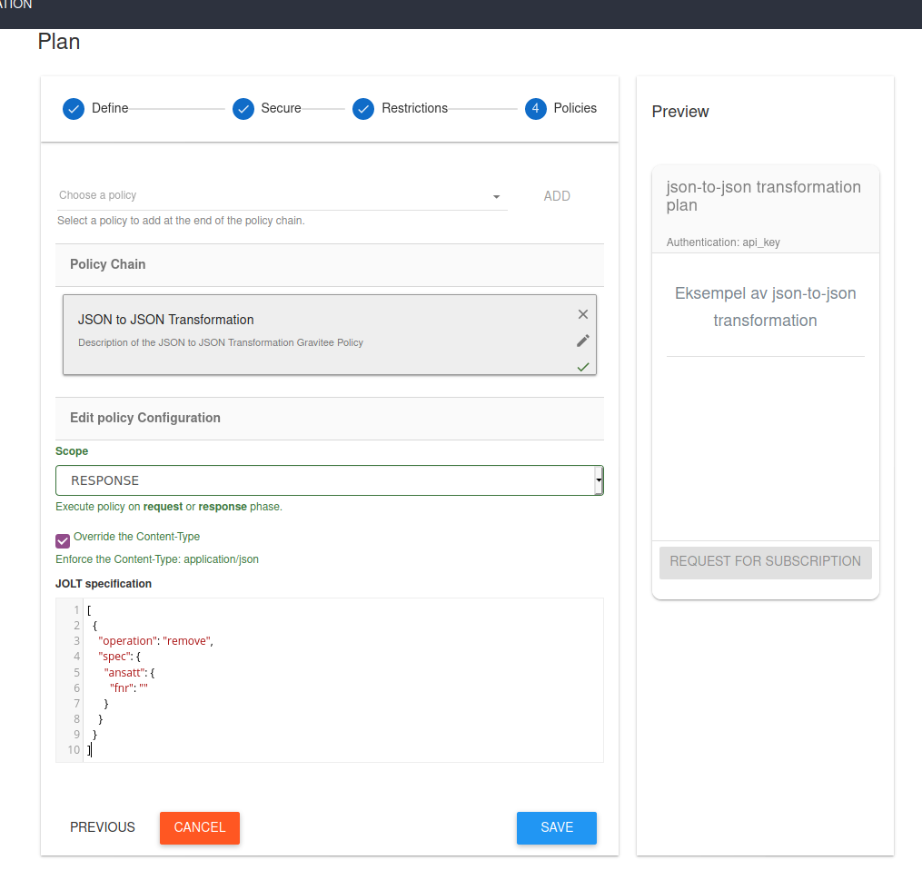 json to json policy
